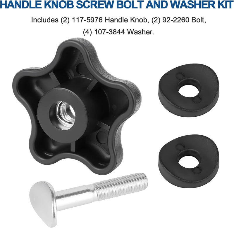 TJWODO 2 Packs Handle Knob and Screw Bolt Washer Kit, Fits for Toro Lawn Mowers Snow Blowers and Recycler Super Recycler TimeMaster, Replace 92-2260 106-4161 107-3844 117-5976 - Image 3